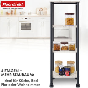 Floor-standing shelf | Charles | Modern shelf in marble look with sturdy steel construction | Available with 3 or 4 shelves