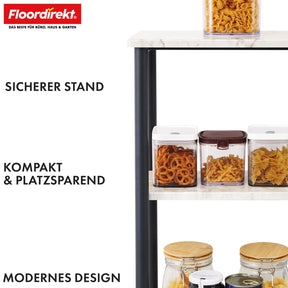 Floor-standing shelf | Charles | Modern shelf in marble look with sturdy steel construction | Available with 3 or 4 shelves