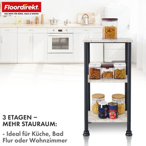 Floor-standing shelf | Charles | Modern shelf in marble look with sturdy steel construction | Available with 3 or 4 shelves