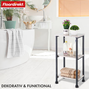 Floor-standing shelf | Charles | Modern shelf in marble look with sturdy steel construction | Available with 3 or 4 shelves