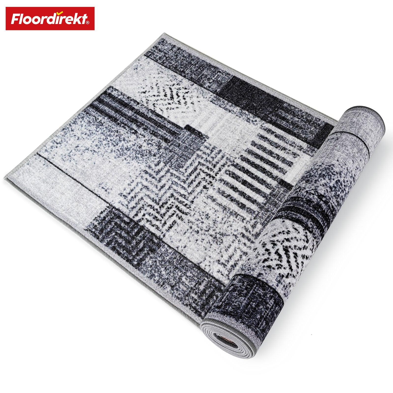 Made-to-measure carpet runner | Cordoba | grey tones with pattern | non-slip & robust | 80 cm wide