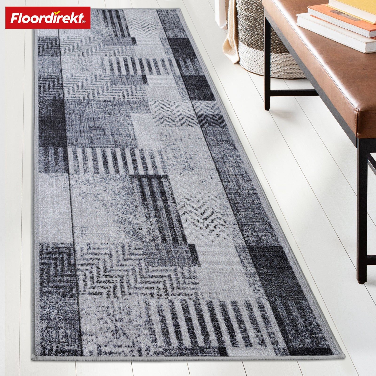 Made-to-measure carpet runner | Cordoba | grey tones with pattern | non-slip & robust | 80 cm wide
