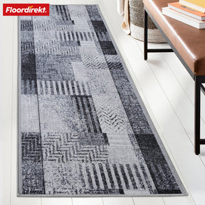 Made-to-measure carpet runner | Cordoba | grey tones with pattern | non-slip & robust | 80 cm wide