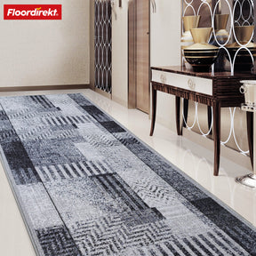 Made-to-measure carpet runner | Cordoba | grey tones with pattern | non-slip & robust | 80 cm wide