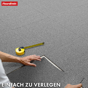 Carpet tiles | Bern | 50 x 50 cm | Self-laying with stripe design | In anthracite, grey & beige for commercial and private homes