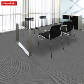 Carpet tiles | Bern | 50 x 50 cm | Self-laying with stripe design | In anthracite, grey & beige for commercial and private homes