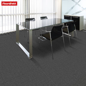 Carpet tiles | Bern | 50 x 50 cm | Self-laying with stripe design | In anthracite, grey & beige for commercial and private homes
