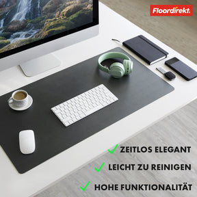 Desk pad | Nero | Easy-care, soft imitation leather | Available in numerous colours and sizes