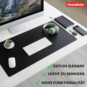 Desk pad | Nero | Easy-care, soft imitation leather | Available in numerous colours and sizes