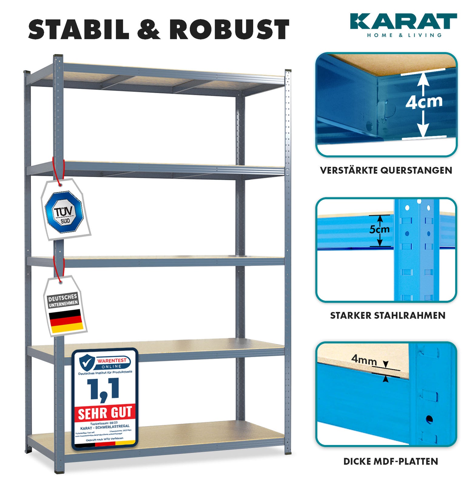 Heavy-Duty Shelf Rack | Anthracite-Grey | Load Capacity up to 1250 kg ...
