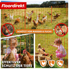 Chester Safety Fence Set with 20 Fence Posts & Cable Ties | Construction Fence Net 30 m / 50 m | Garden & Warning Fence