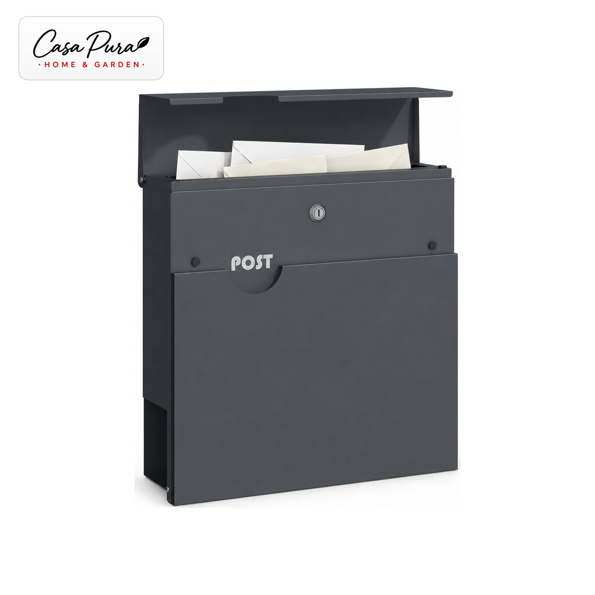 Mailbox | Albert | Lockable Wall-Mounted Mailbox with Newspaper Holder | Weatherproof | Anthracite