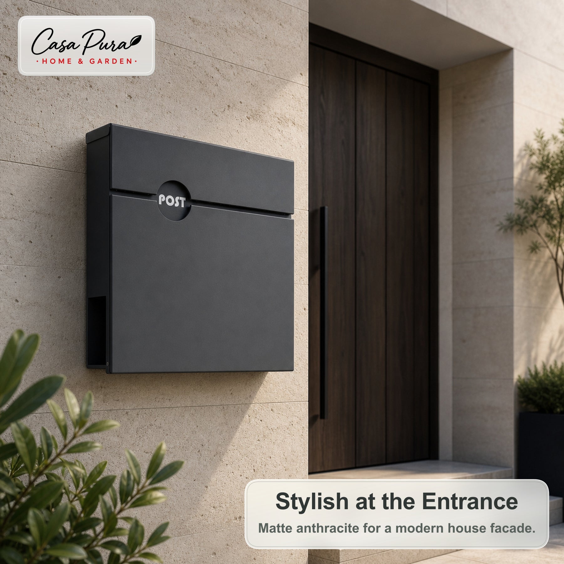 Mailbox | Albert | Lockable Wall-Mounted Mailbox with Newspaper Holder | Weatherproof | Anthracite
