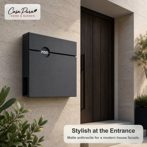 Mailbox | Albert | Lockable Wall-Mounted Mailbox with Newspaper Holder | Weatherproof | Anthracite