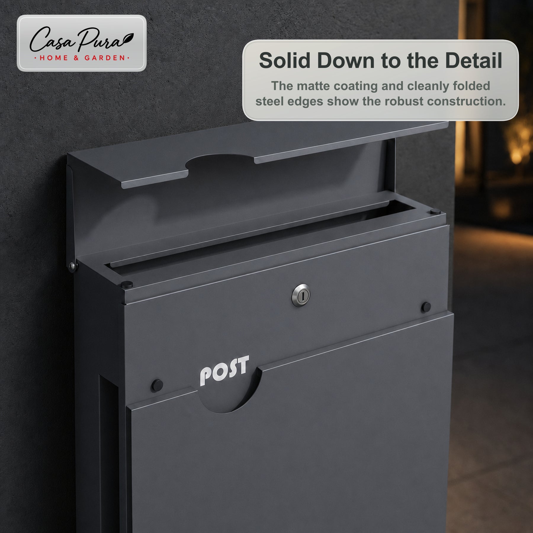 Mailbox | Albert | Lockable Wall-Mounted Mailbox with Newspaper Holder | Weatherproof | Anthracite