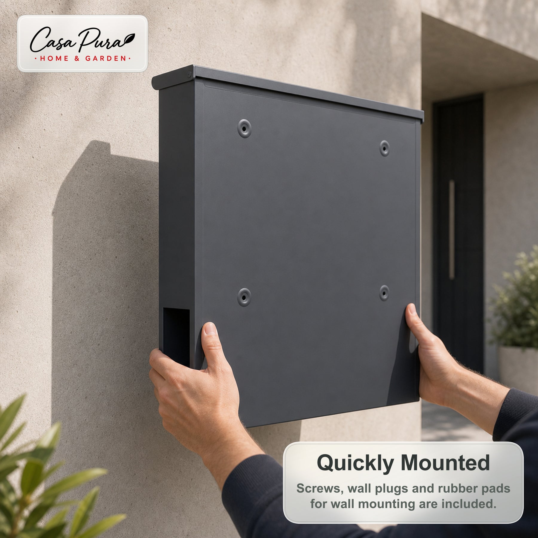 Mailbox | Albert | Lockable Wall-Mounted Mailbox with Newspaper Holder | Weatherproof | Anthracite