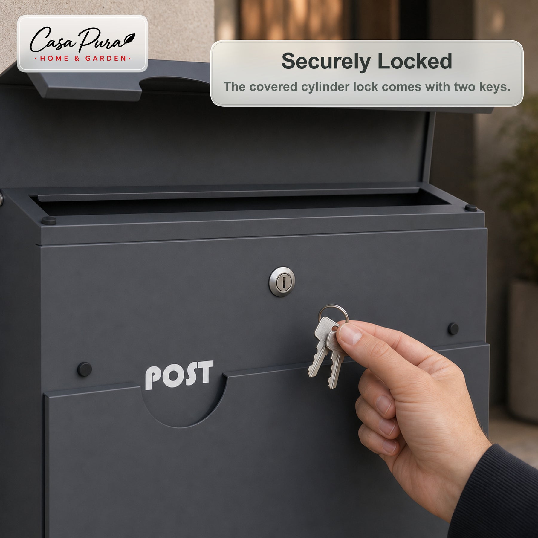 Mailbox | Albert | Lockable Wall-Mounted Mailbox with Newspaper Holder | Weatherproof | Anthracite
