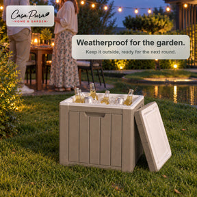 Drinks Cooler | Arctic | 37 L Ice Cooler with Side Table Function in Wood Effect | 2 Colours