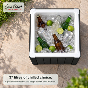 Drinks Cooler | Arctic | 37 L Ice Cooler with Side Table Function in Wood Effect | 2 Colours
