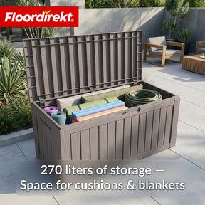 Garden Storage Box in Wood-Look | Weather-Resistant Cushion Box for Patio & Balcony | 118L / 270L / 300L