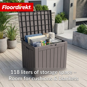 Garden Storage Box in Wood-Look | Weather-Resistant Cushion Box for Patio & Balcony | 118L / 270L / 300L