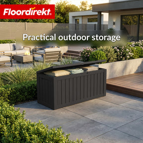 Garden Storage Box in Wood-Look | Weather-Resistant Cushion Box for Patio & Balcony | 118L / 270L / 300L