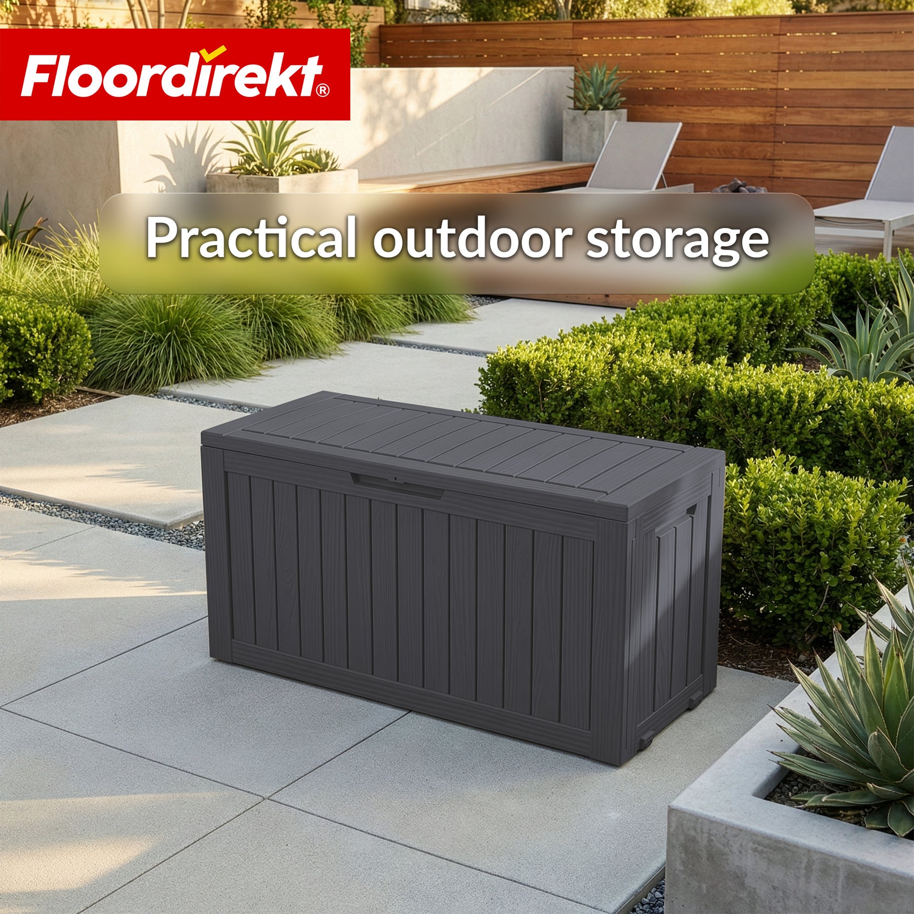 Garden Storage Box in Wood-Look | Weather-Resistant Cushion Box for Patio & Balcony | 118L / 270L / 300L