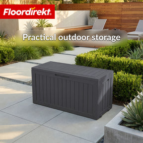 Garden Storage Box in Wood-Look | Weather-Resistant Cushion Box for Patio & Balcony | 118L / 270L / 300L
