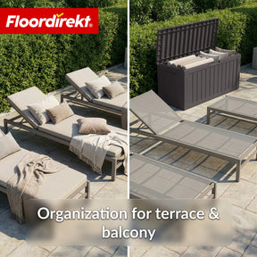Garden Storage Box in Wood-Look | Weather-Resistant Cushion Box for Patio & Balcony | 118L / 270L / 300L