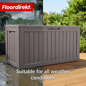 Garden Storage Box in Wood-Look | Weather-Resistant Cushion Box for Patio & Balcony | 118L / 270L / 300L