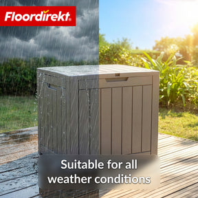 Garden Storage Box in Wood-Look | Weather-Resistant Cushion Box for Patio & Balcony | 118L / 270L / 300L