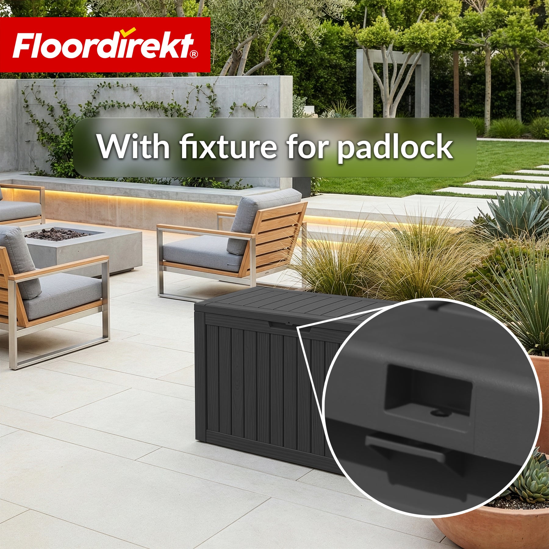 Garden Storage Box in Wood-Look | Weather-Resistant Cushion Box for Patio & Balcony | 118L / 270L / 300L
