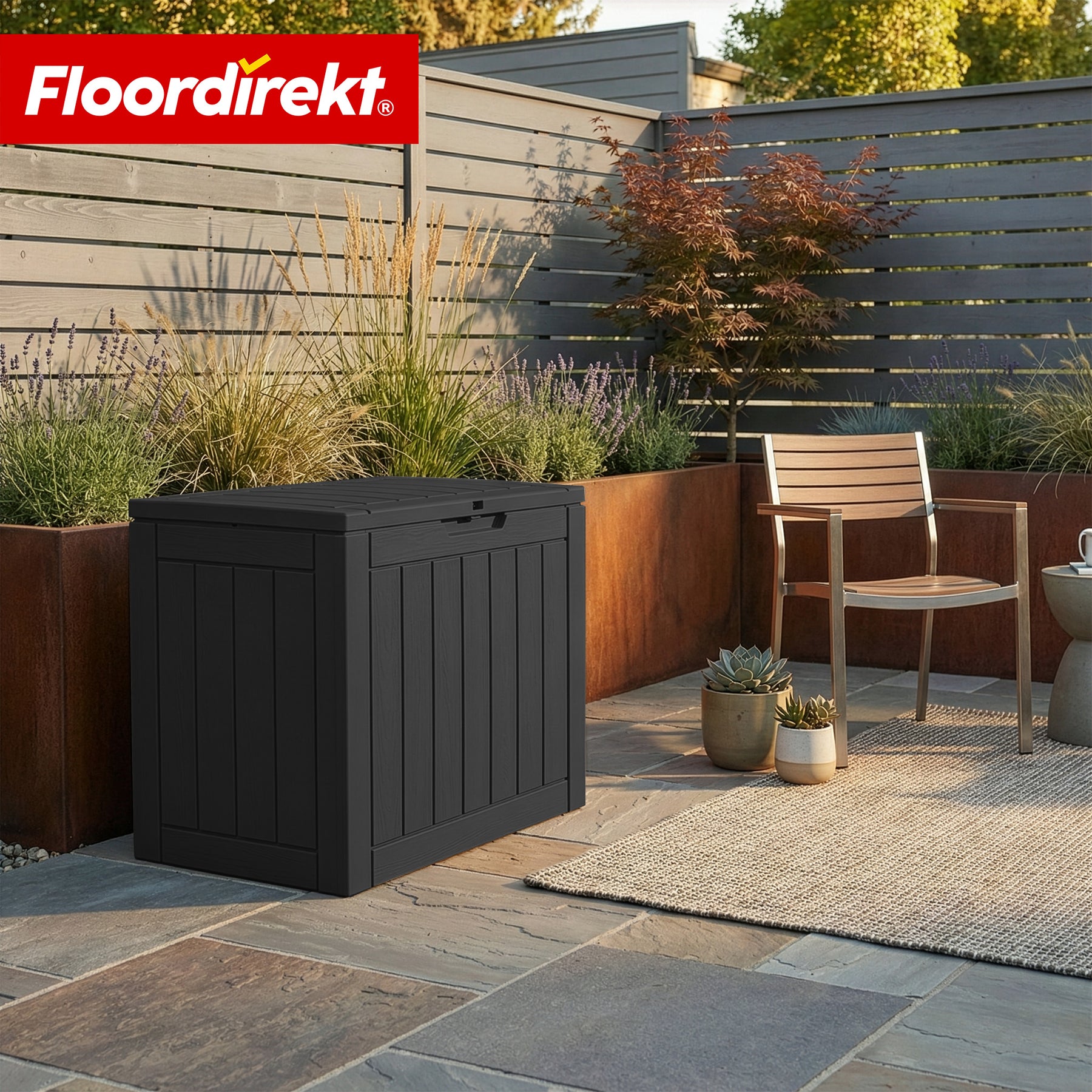 Garden Storage Box in Wood-Look | Weather-Resistant Cushion Box for Patio & Balcony | 118L / 270L / 300L