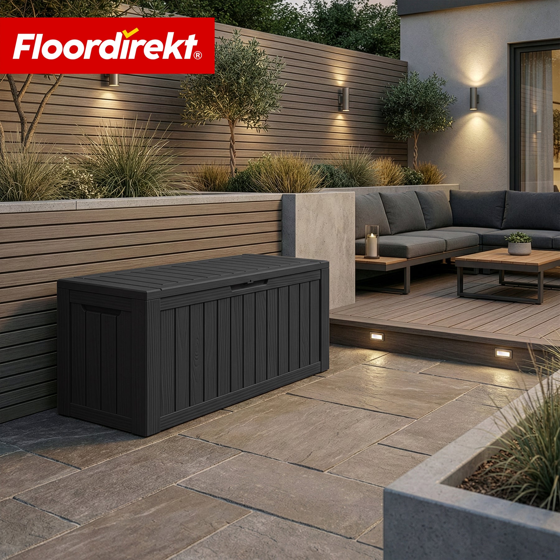 Garden Storage Box in Wood-Look | Weather-Resistant Cushion Box for Patio & Balcony | 118L / 270L / 300L