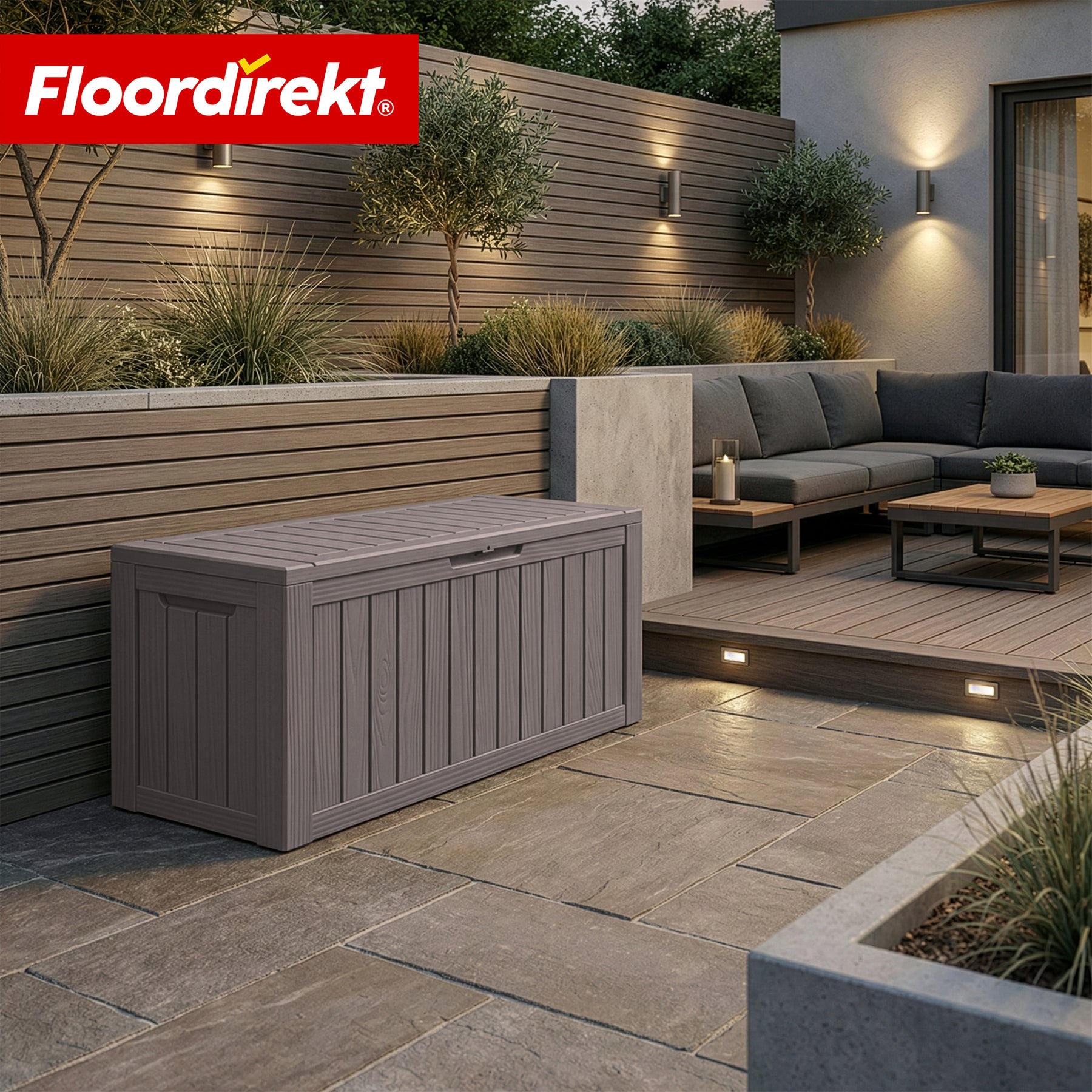 Garden Storage Box in Wood-Look | Weather-Resistant Cushion Box for Patio & Balcony | 118L / 270L / 300L