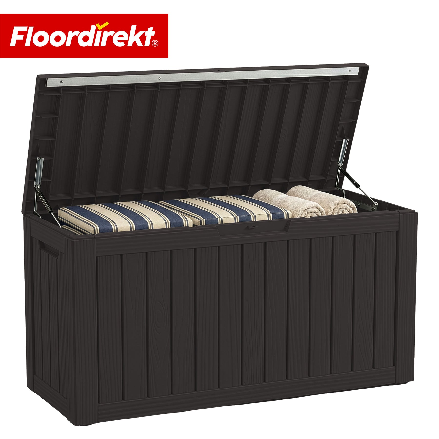 Garden Storage Box in Wood-Look | Weather-Resistant Cushion Box for Patio & Balcony | 118L / 270L / 300L