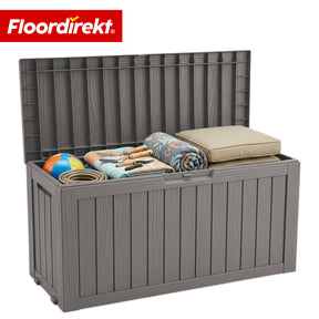 Garden Storage Box in Wood-Look | Weather-Resistant Cushion Box for Patio & Balcony | 118L / 270L / 300L