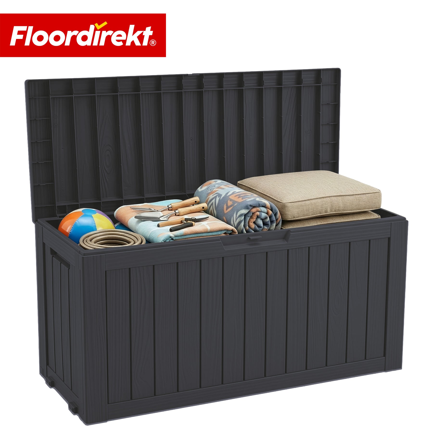 Garden Storage Box in Wood-Look | Weather-Resistant Cushion Box for Patio & Balcony | 118L / 270L / 300L