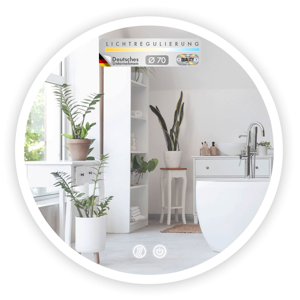Bathroom mirror with LED lighting | Liora | Touch control with anti-fog function & 3 selectable light colours | Available in various sizes