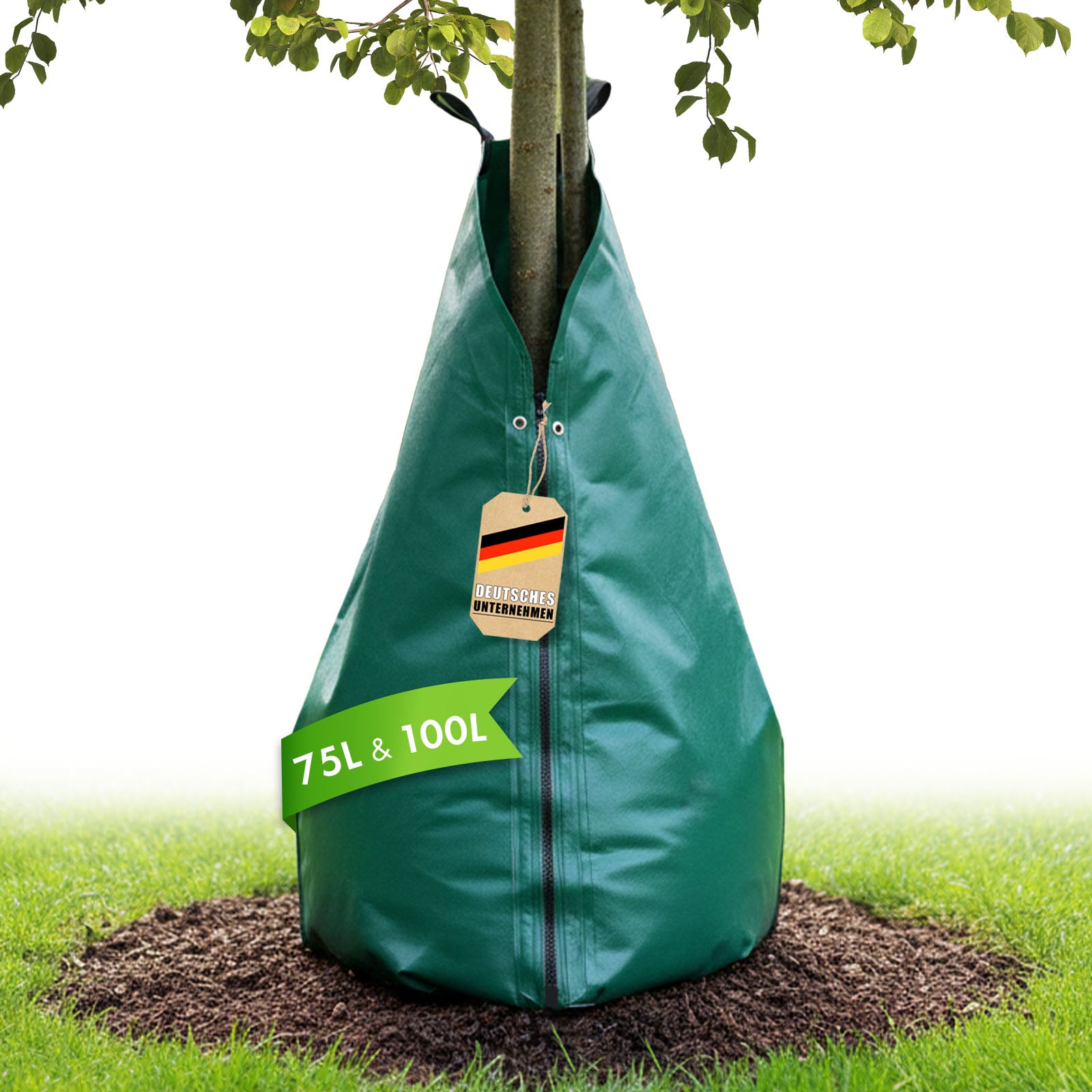 Watering bags for trees | 75L & 100L water bag with drip system | Reusable PVC tree watering bag