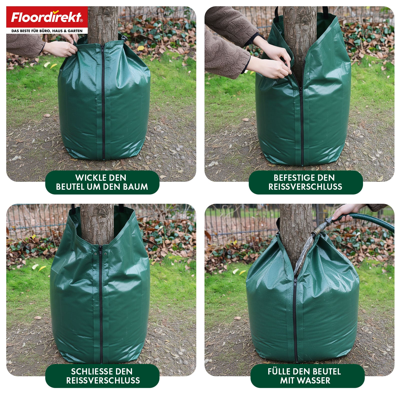 Watering bags for trees | 75L & 100L water bag with drip system | Reusable PVC tree watering bag