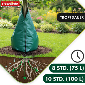 Watering bags for trees | 75L & 100L water bag with drip system | Reusable PVC tree watering bag