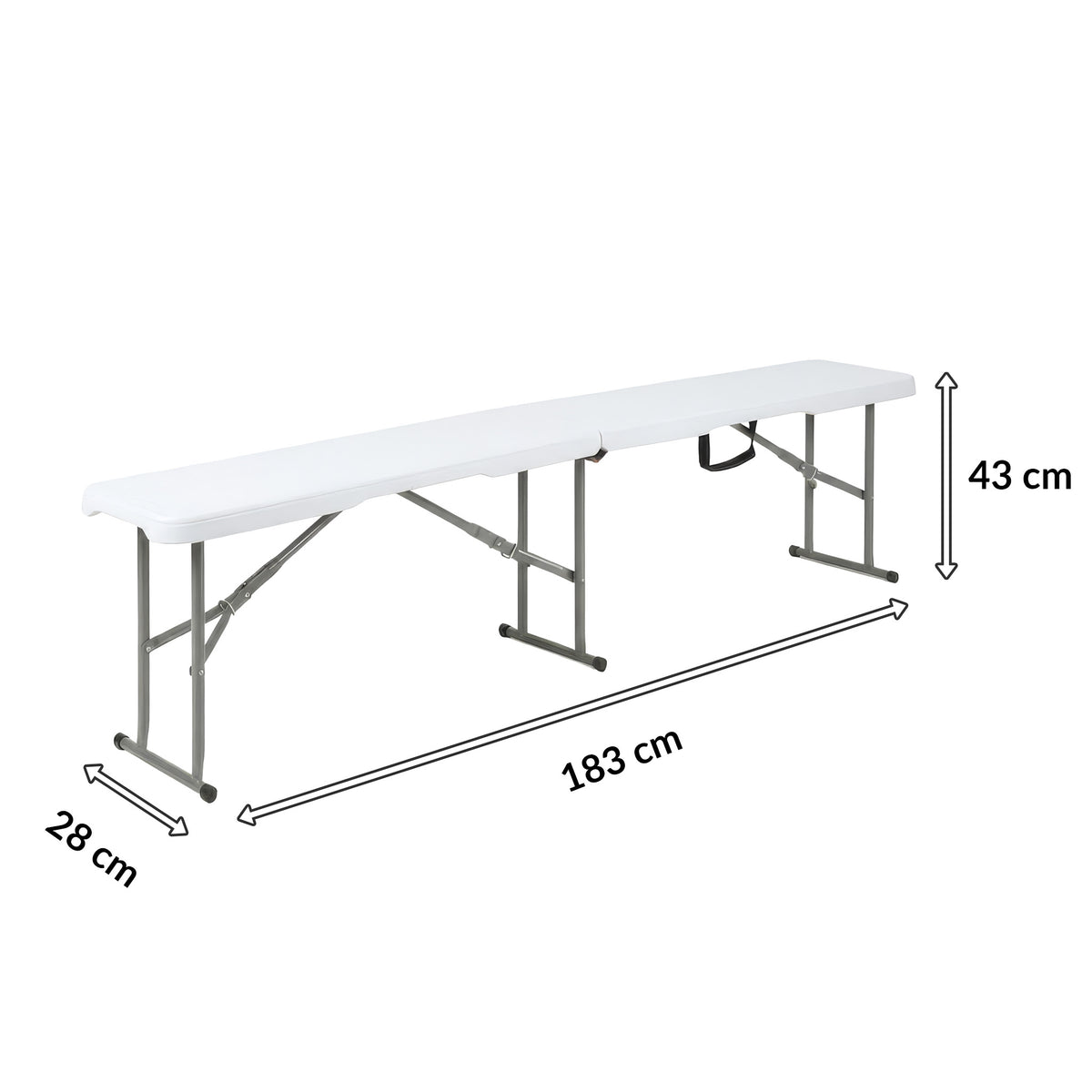 Garden Bench | Chiba | Foldable Bench 183 cm in White, Weatherproof & Up to 320 kg Load