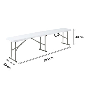 Garden Bench | Chiba | Foldable Bench 183 cm in White, Weatherproof & Up to 320 kg Load