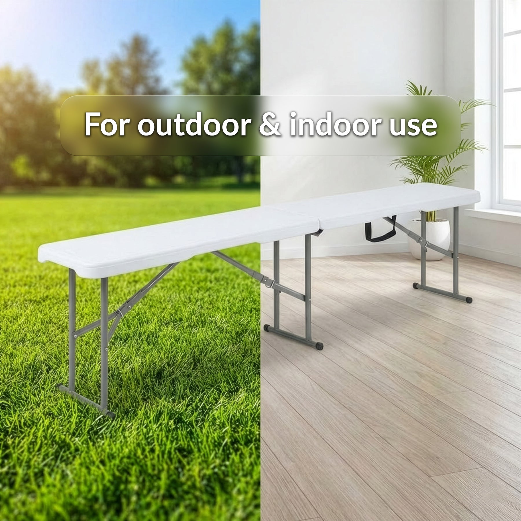 Garden Bench | Chiba | Foldable Bench 183 cm in White, Weatherproof & Up to 320 kg Load