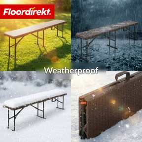 Garden bench | Kagawa | Folding, weather-resistant bench 183 cm in brown for garden, balcony & events