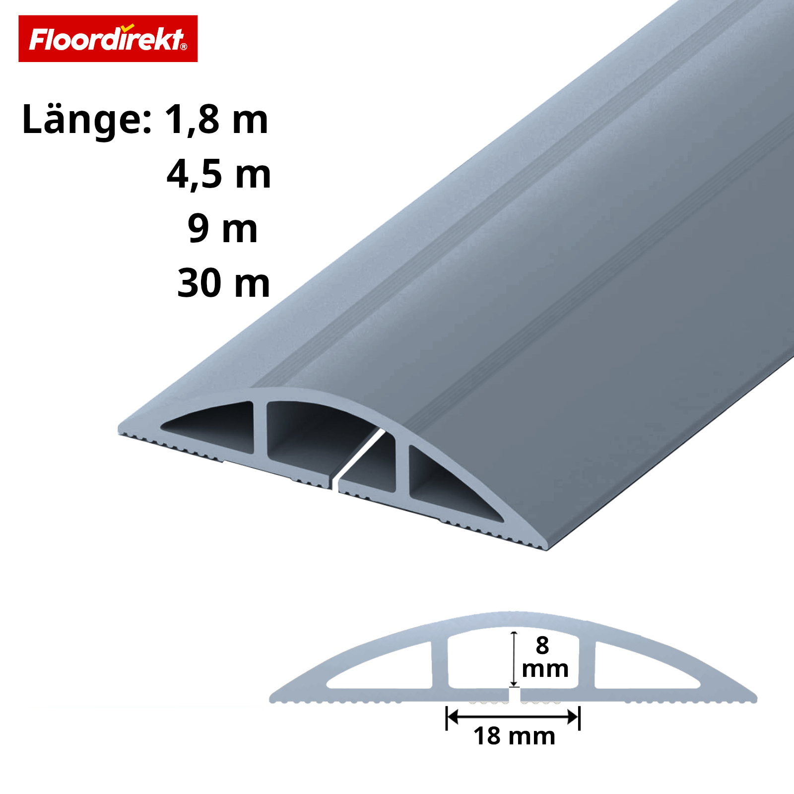 Floor Cable Cover “Cable Guard” | Non-Slip Cable Protector & Trip Hazard Prevention | Flexible, Cut-to-Length & Fits 2 Cables up to 8 mm
