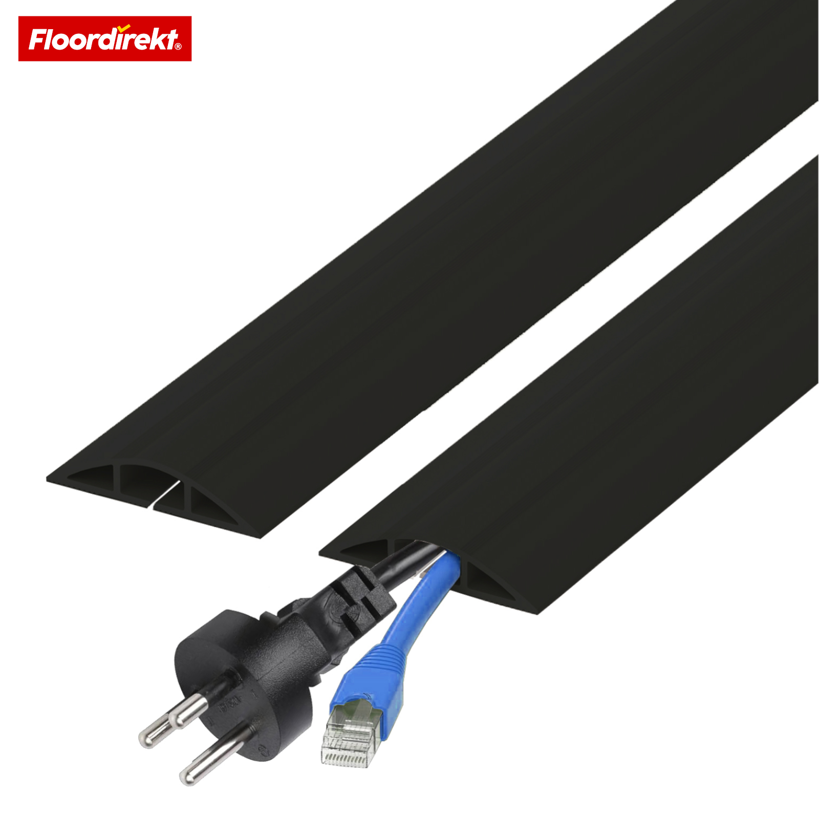 Floor Cable Cover “Cable Guard” | Non-Slip Cable Protector & Trip Hazard Prevention | Flexible, Cut-to-Length & Fits 2 Cables up to 8 mm