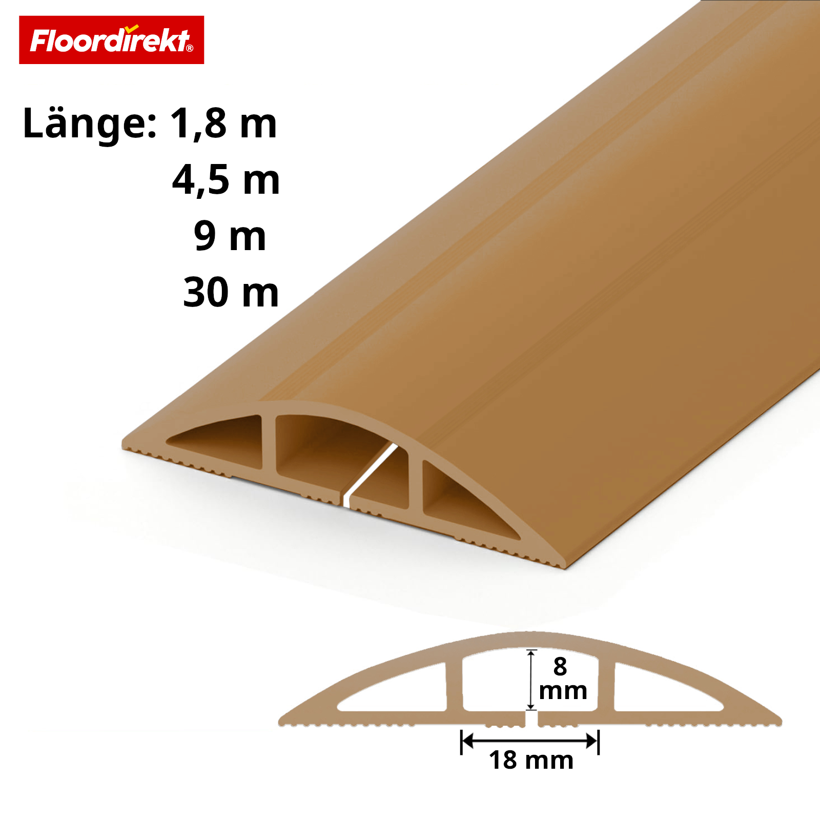 Floor Cable Cover “Cable Guard” | Non-Slip Cable Protector & Trip Hazard Prevention | Flexible, Cut-to-Length & Fits 2 Cables up to 8 mm