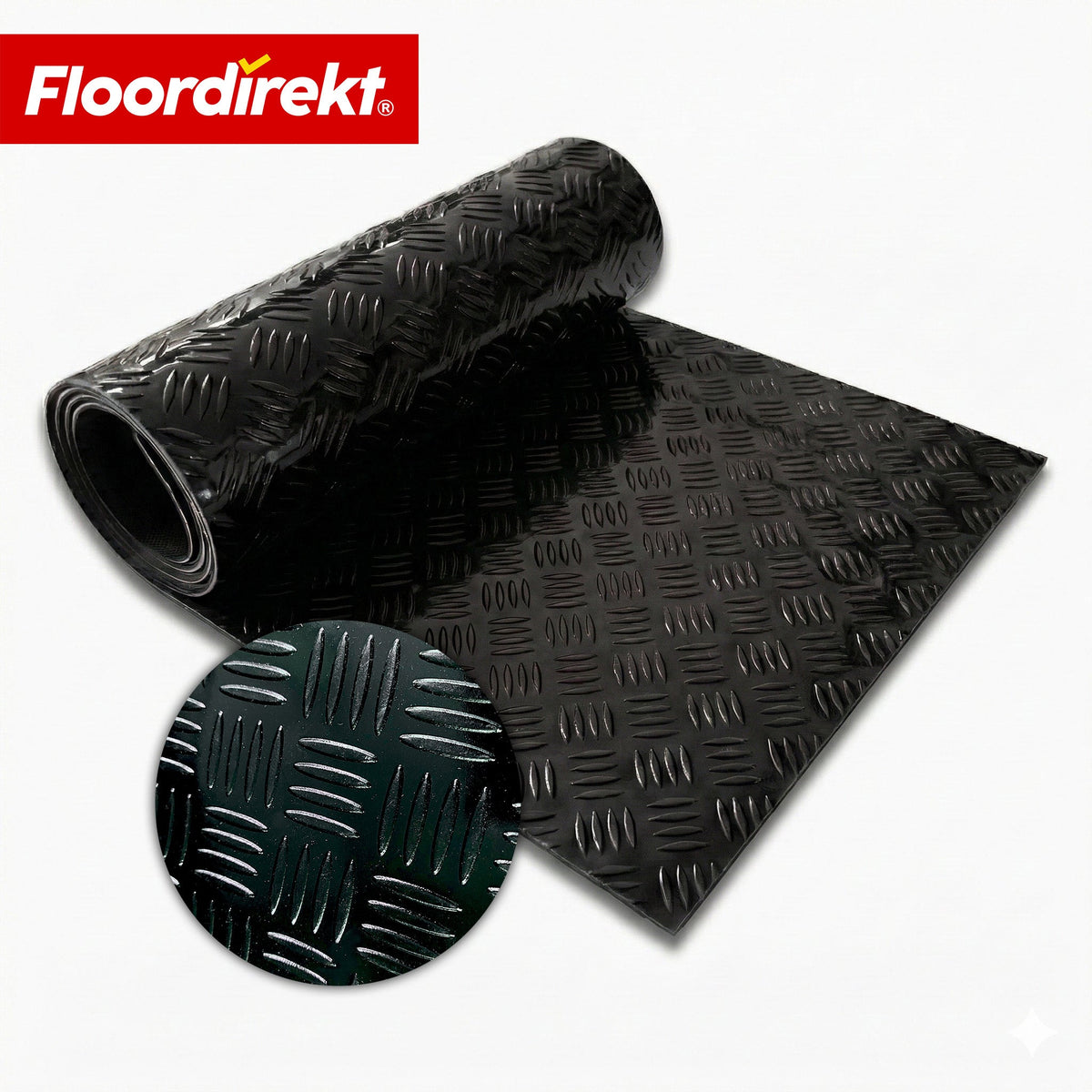 ✂ PVC Flooring | Bullet | Diamond Plate Look | Non-Slip & Easy to Clean | By the Meter / Custom Cut to Size | 110 cm Width